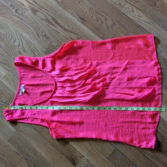 Gap Small Florescent Pink Tank Top Blouse w/ Frayed Accent - Picture 8 of 9